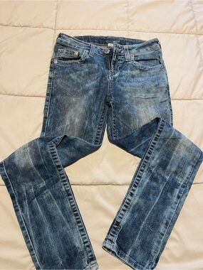 True Religion Distressed Dark Blue Skinny Jeans